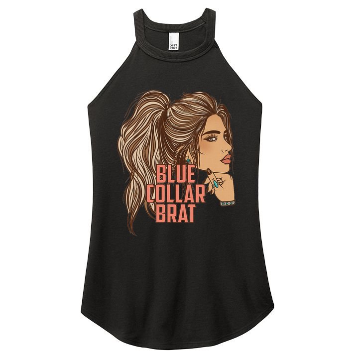 Blue Collar Brat Funny Design Women's Perfect Tri Rocker Tank