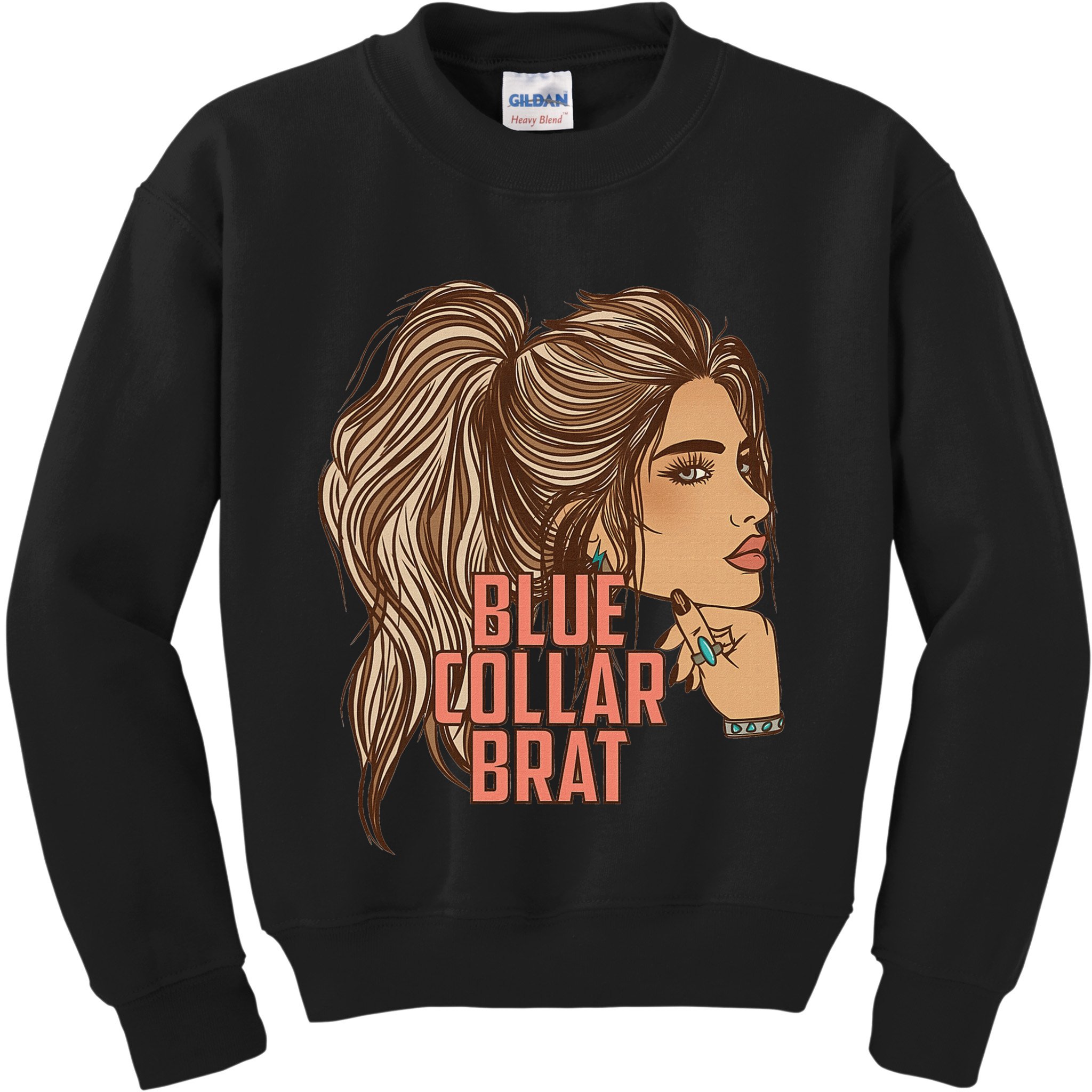 Blue Collar Brat Funny Design Kids Sweatshirt