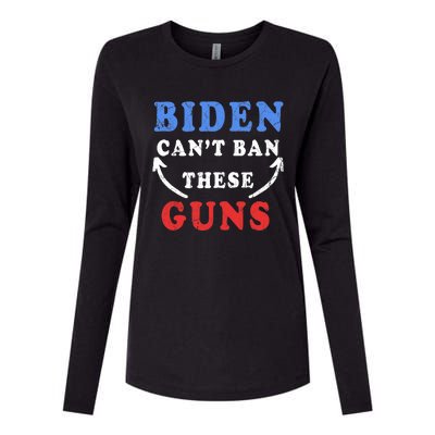 Biden Can't Ban These Guns gym workout funny weightlifting Womens Cotton Relaxed Long Sleeve T-Shirt