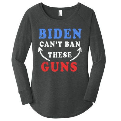 Biden Can't Ban These Guns gym workout funny weightlifting Women's Perfect Tri Tunic Long Sleeve Shirt