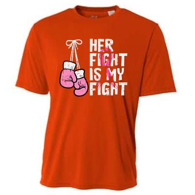 Breast Cancer Boxing Gloves Her Fight My Fight Women Cooling Performance Crew T-Shirt