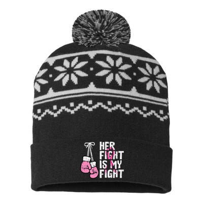 Breast Cancer Boxing Gloves Her Fight My Fight Women USA-Made Snowflake Beanie