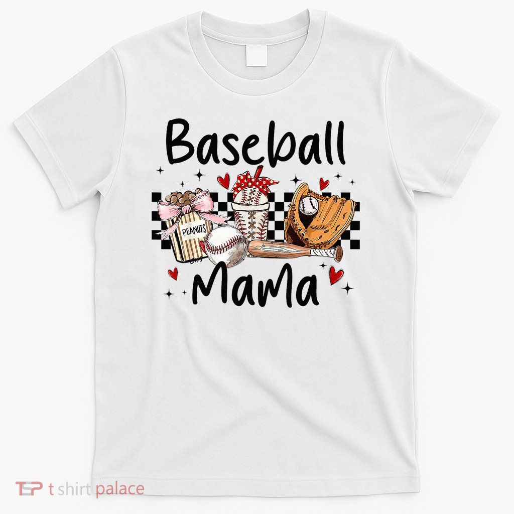 Baseball Coquette Bow Baseball Mama Mothers Day T-Shirt