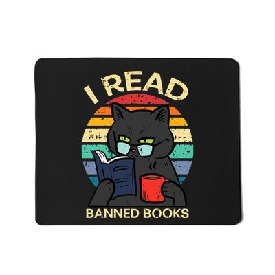 Black Cat Banned Books Funny Read Reading Librarian Mousepad