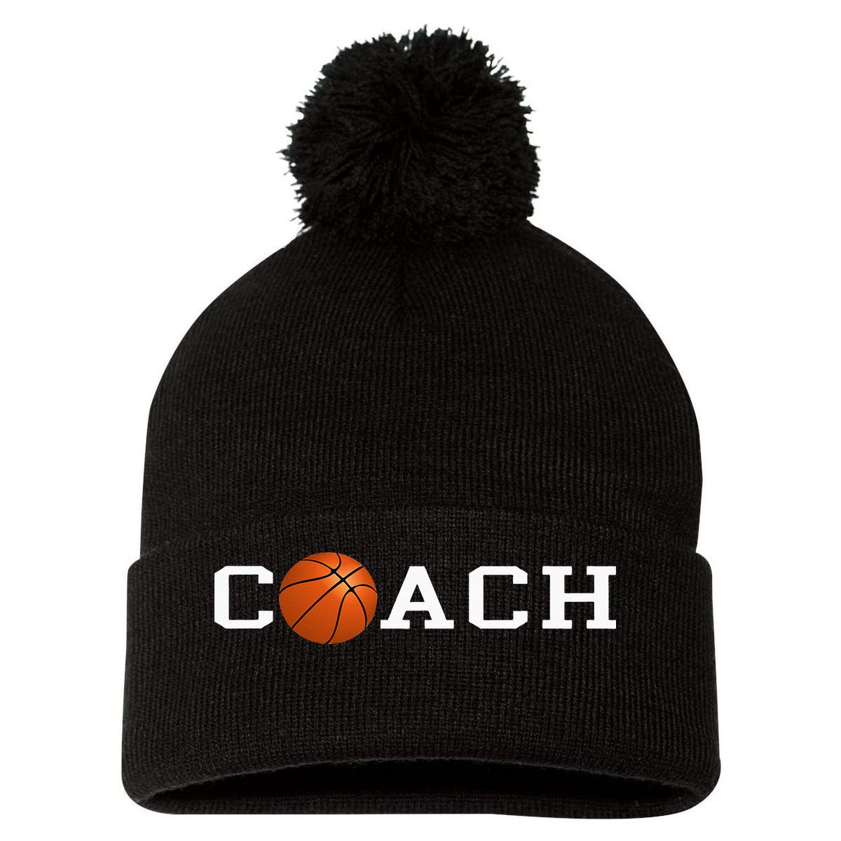 Basketball Coach Pom Pom 12in Knit Beanie