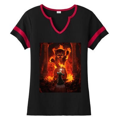 Balrog cat Ladies Halftime Notch Neck Tee