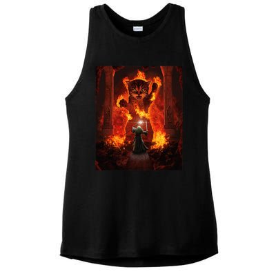 Balrog cat Ladies PosiCharge Tri-Blend Wicking Tank