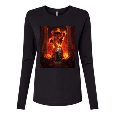 Balrog cat Womens Cotton Relaxed Long Sleeve T-Shirt