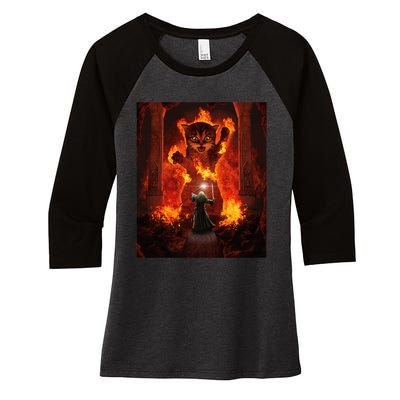 Balrog cat Women's Tri-Blend 3/4-Sleeve Raglan Shirt