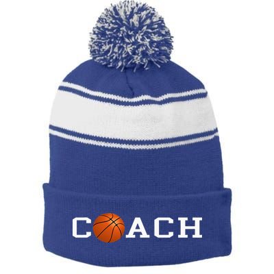 Basketball Coach Stripe Pom Pom Beanie