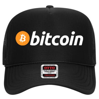 Bitcoin Crypto High Crown Mesh Back Trucker Hat