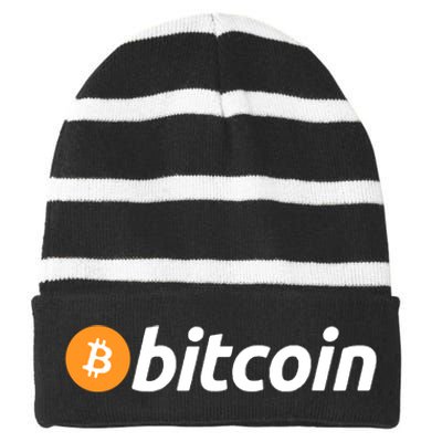 Bitcoin Crypto Striped Beanie with Solid Band