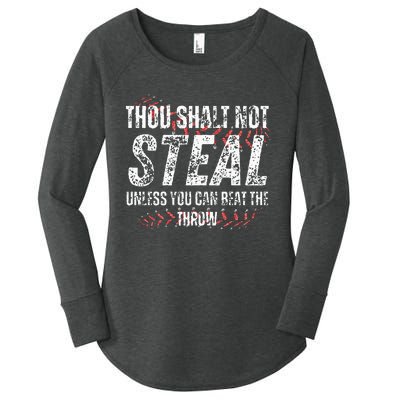 Baseball Coach Baseball Gifts Thou Shall Not Steal Women's Perfect Tri Tunic Long Sleeve Shirt