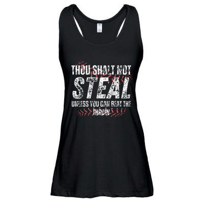 Baseball Coach Baseball Gifts Thou Shall Not Steal Ladies Essential Flowy Tank