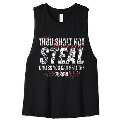 Baseball Coach Baseball Gifts Thou Shall Not Steal Women's Racerback Cropped Tank