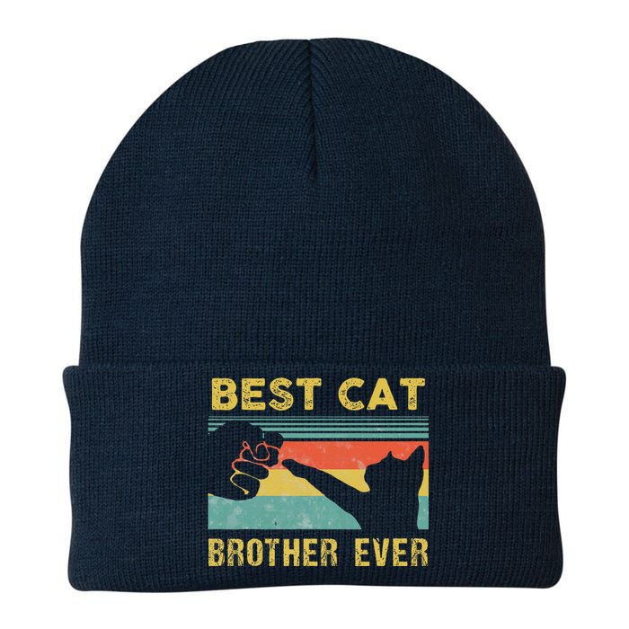 Best Cat Brother Ever Vintage Cats Happy Fathers Day Knit Cap Winter Beanie