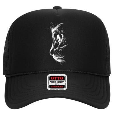 Black Cat High Crown Mesh Back Trucker Hat