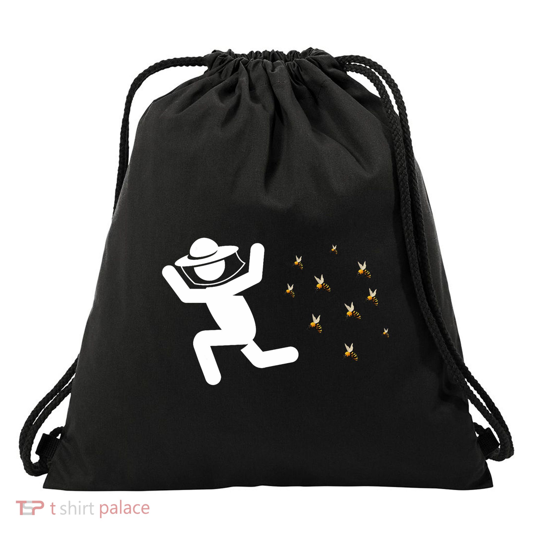 Beekeeper Chased By Bees Funny Honeybee Beekeeping Bee Lover Drawstring Bag