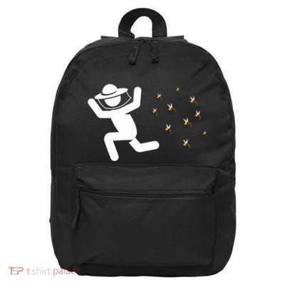Beekeeper Chased By Bees Funny Honeybee Beekeeping Bee Lover 16 in Basic Backpack
