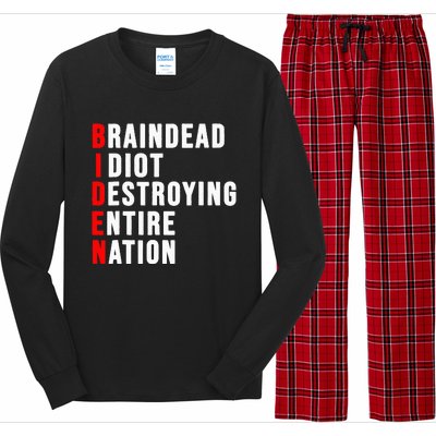 Biden Clown Braindead Idiot Destroying Entire Nation Long Sleeve Pajama Set