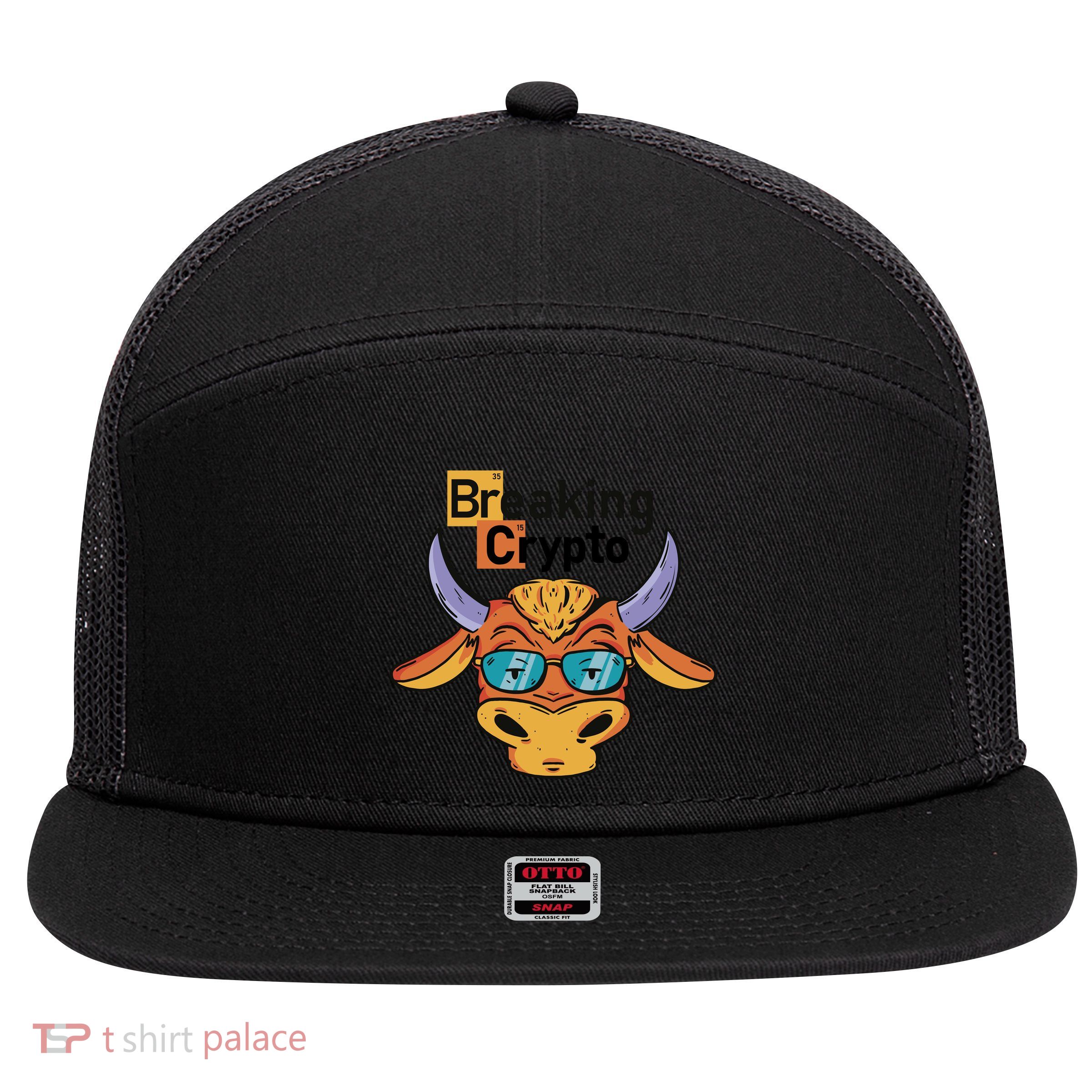 Breaking Crypto Bull 7 Panel Mesh Trucker Snapback Hat