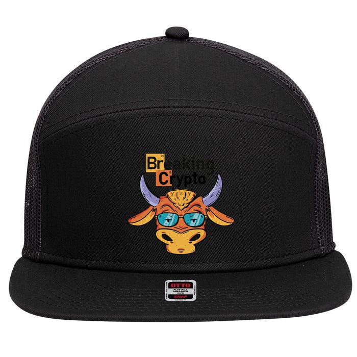 Breaking Crypto Bull 7 Panel Mesh Trucker Snapback Hat