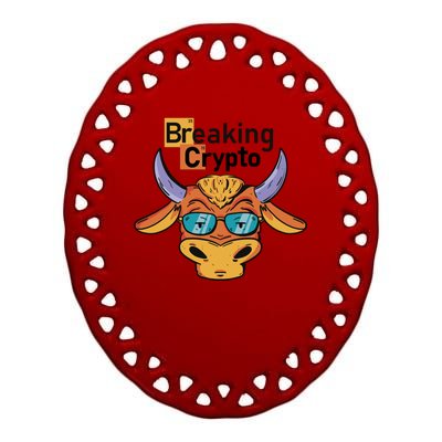 Breaking Crypto Bull Ceramic Oval Ornament