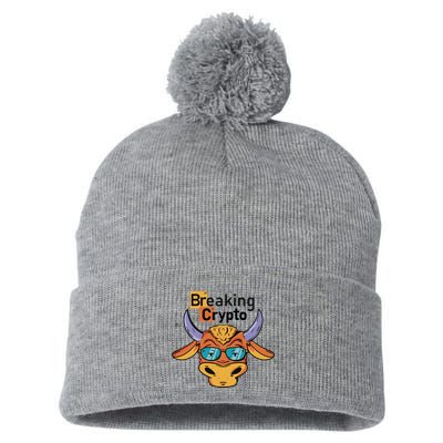Breaking Crypto Bull Pom Pom 12in Knit Beanie
