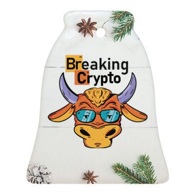 Breaking Crypto Bull Ceramic Bell Ornament