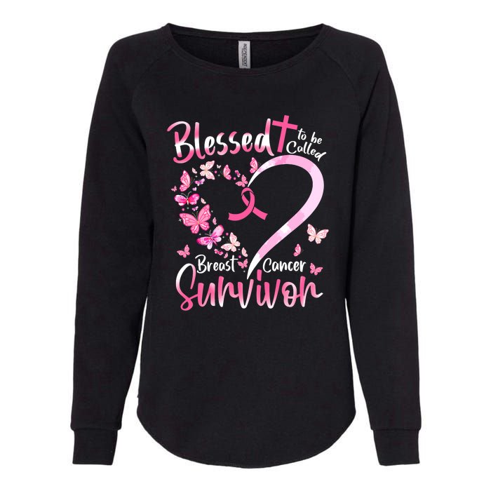 Breast Cancer Butterfly Blessed To Be Called Survivor Womens California Wash Sweatshirt