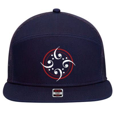 Bass Clef Bass Guitar Player Bassist 7 Panel Mesh Trucker Snapback Hat