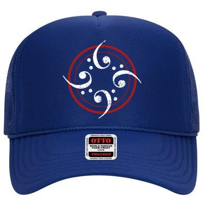 Bass Clef Bass Guitar Player Bassist High Crown Mesh Back Trucker Hat