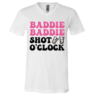 Baddies Caribbean Baddie Baddie Shot O Clock V-Neck T-Shirt