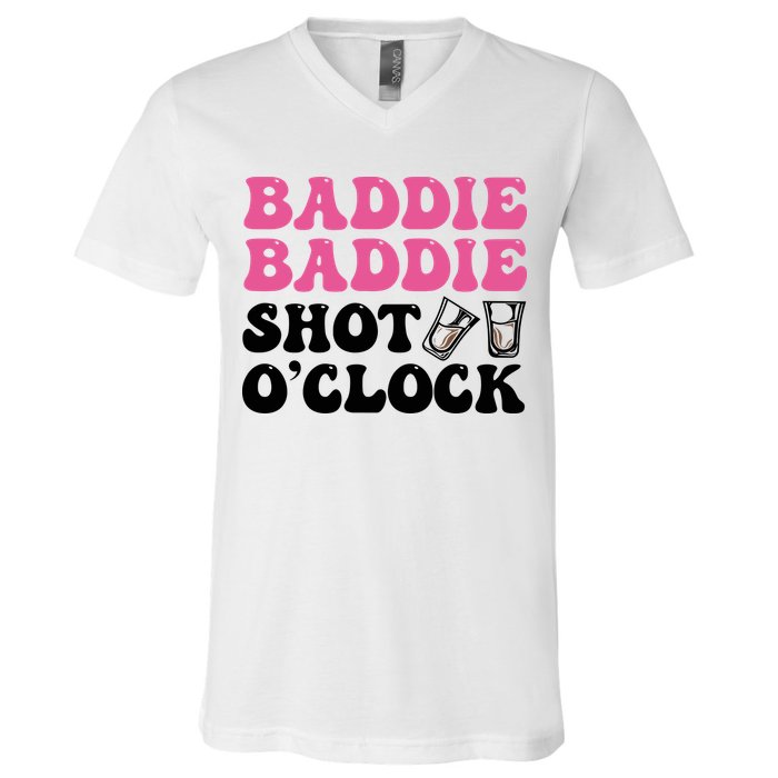 Baddies Caribbean Baddie Baddie Shot O Clock V-Neck T-Shirt
