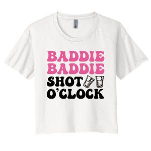 Baddies Caribbean Baddie Baddie Shot O Clock Women's Crop Top Tee