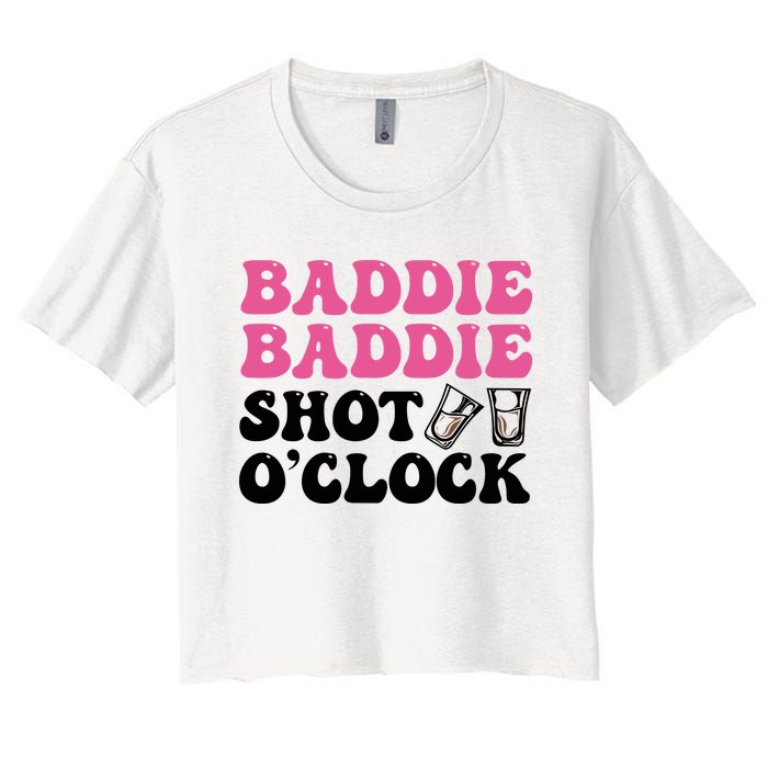 Baddies Caribbean Baddie Baddie Shot O Clock Women's Crop Top Tee