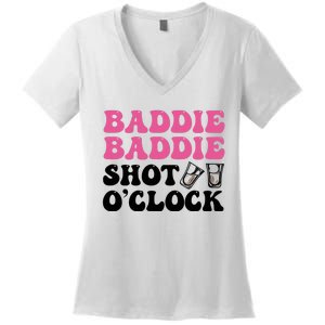 Baddies Caribbean Baddie Baddie Shot O Clock Women's V-Neck T-Shirt