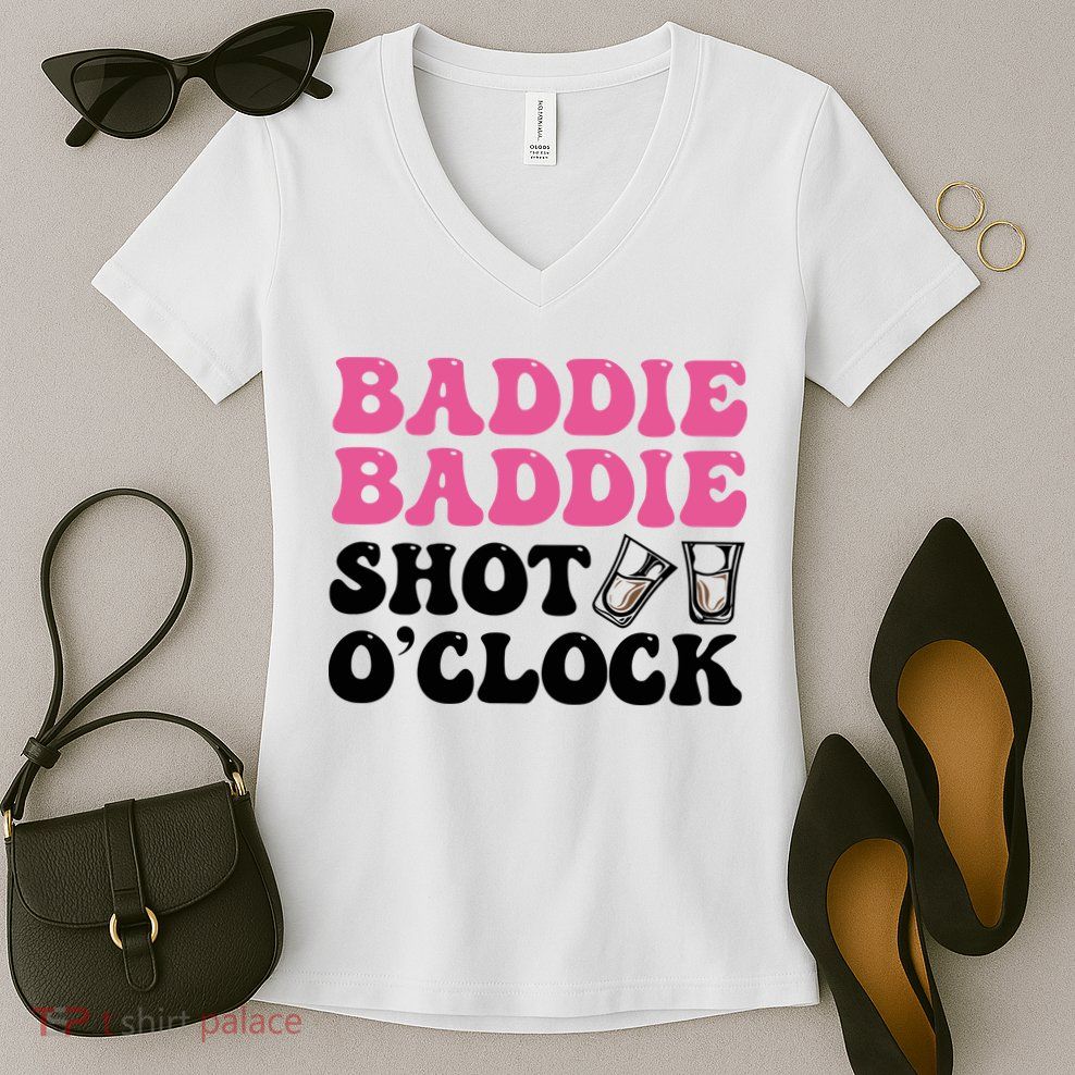 Baddies Caribbean Baddie Baddie Shot O Clock Women's V-Neck T-Shirt