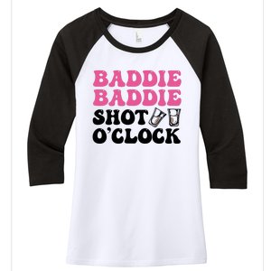 Baddies Caribbean Baddie Baddie Shot O Clock Women's Tri-Blend 3/4-Sleeve Raglan Shirt