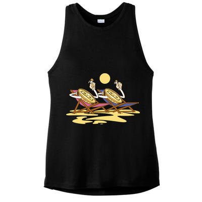 Bitcoin Crypto Beach Vacation Ladies PosiCharge Tri-Blend Wicking Tank