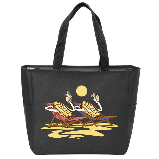 Bitcoin Crypto Beach Vacation Zip Tote Bag