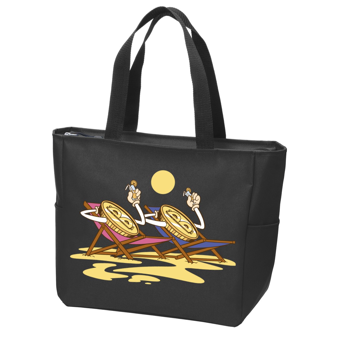 Bitcoin Crypto Beach Vacation Zip Tote Bag