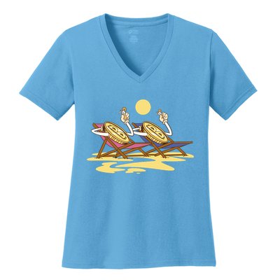 Bitcoin Crypto Beach Vacation Women's V-Neck T-Shirt