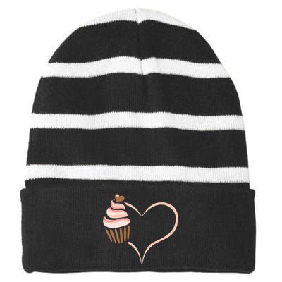 Baking Cupcake Cute Bakery Muffin Baking Cooking Striped Beanie with Solid Band