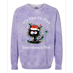 Black Cat Christmas ItS Fine IM Fine Everything Is Fine Gift Colorblast Crewneck Sweatshirt