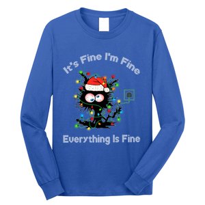 Black Cat Christmas ItS Fine IM Fine Everything Is Fine Gift Long Sleeve Shirt