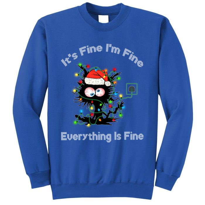 Black Cat Christmas ItS Fine IM Fine Everything Is Fine Gift Sweatshirt