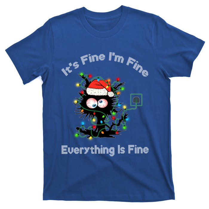 Black Cat Christmas ItS Fine IM Fine Everything Is Fine Gift T-Shirt