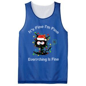 Black Cat Christmas ItS Fine IM Fine Everything Is Fine Gift Mesh Reversible Basketball Jersey Tank