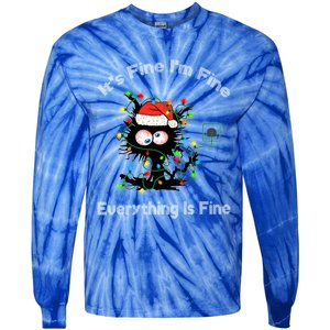 Black Cat Christmas ItS Fine IM Fine Everything Is Fine Gift Tie-Dye Long Sleeve Shirt